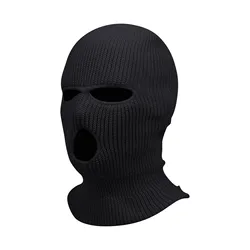 Motorcycle Windproof Full Face Knit Hats Custom SkiMask Men Warm Wool Balaclava embroidery Winter hats Knitted 3 Holes Ski Mask