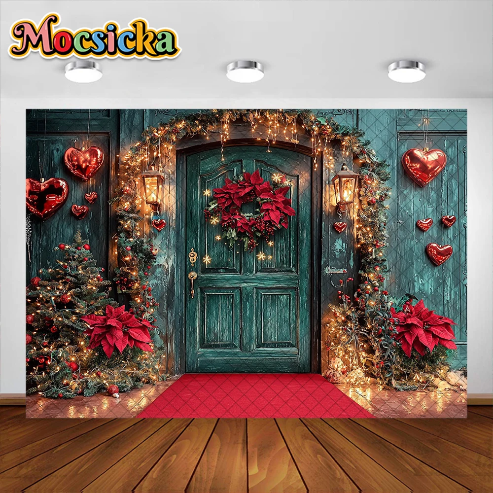 พื้นหลังสำหรับถ่ายรูปเทศกาลคริสต์มาสพรมแดงสำหรับตกแต่งพวงดอกไม้สำหรับถ่ายรูปในวันหยุดของเด็กฉากหลังสตูดิโอ