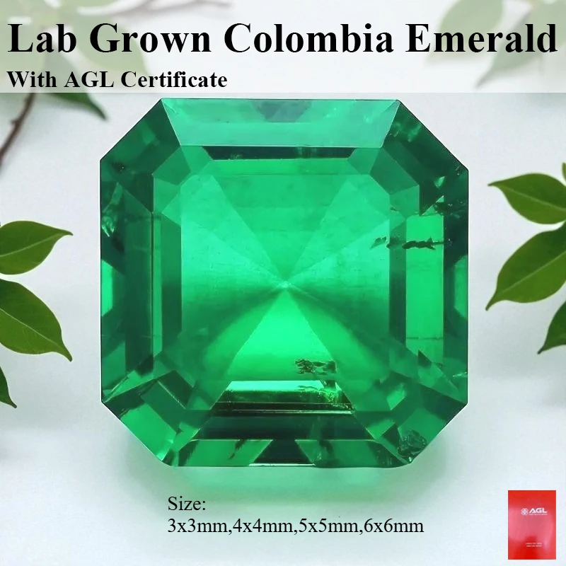 

Asscher Cut Lab Grown Colombian Emerald Stone Available Hydrothermal Hand-cutting With AGL Certificate For Jewelry Diy Making