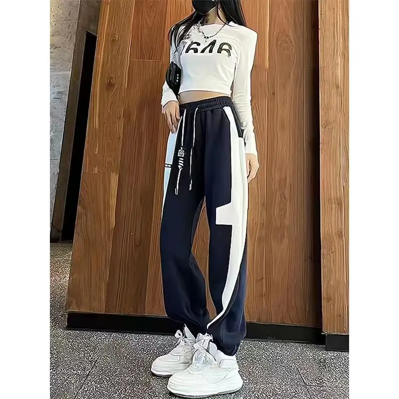 

Повседневные брюки с высокой талией на подкладке, женские весенние 2023, модные цветные универсальные удобные брюки Харлан с буквенным дизайном