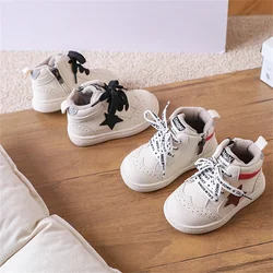 2024 New Spring Baby Shoes Leather Toddler Kids Shoes High-help Outdoor Tennis Breathable Fashion Little Girls Boys Sneakers