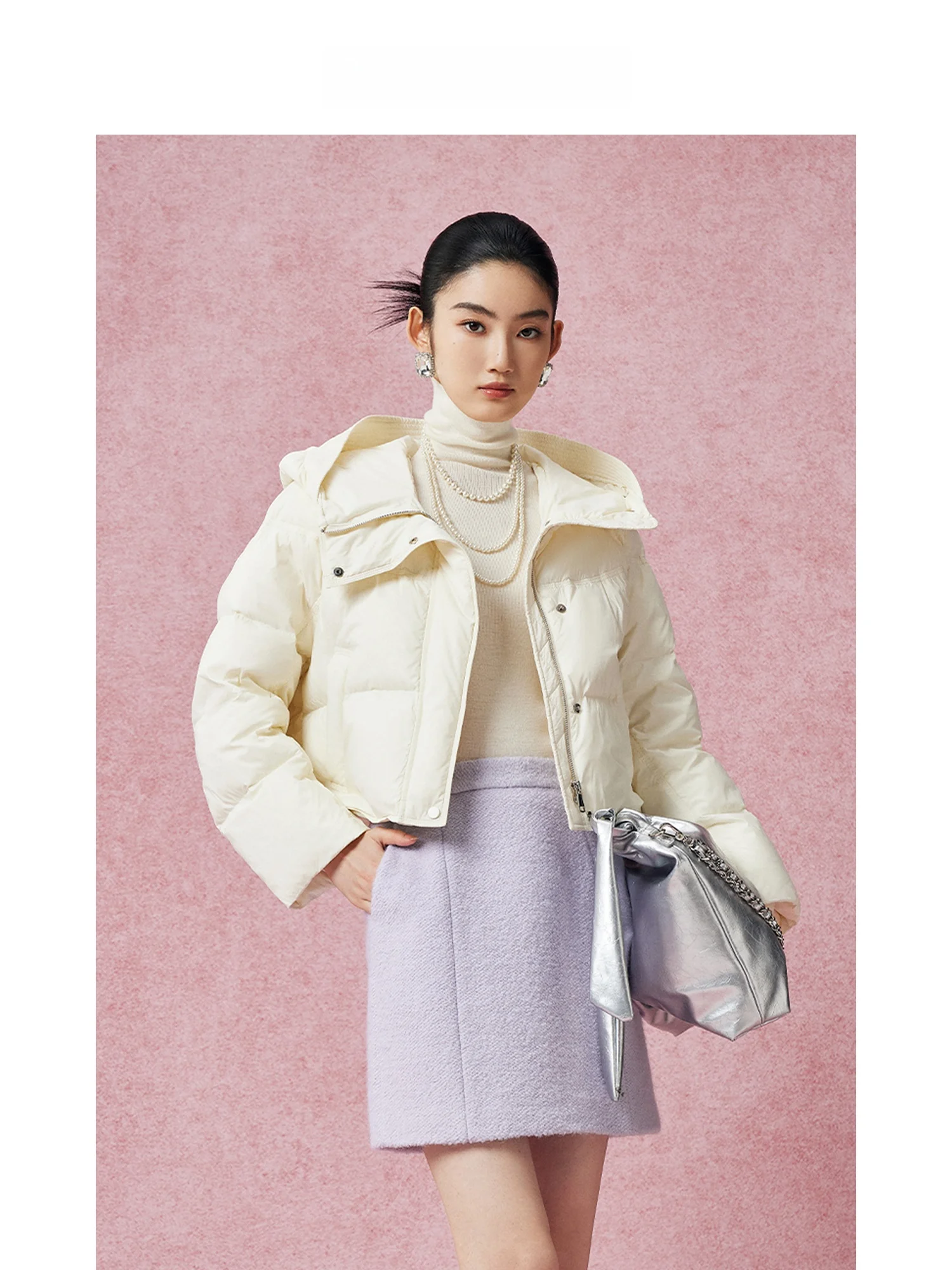 

Женская короткая пуховая куртка MandyZhang90 с капюшоном, 90% пуха, белая, пушистая, как облако, для невысоких, зимняя верхняя одежда