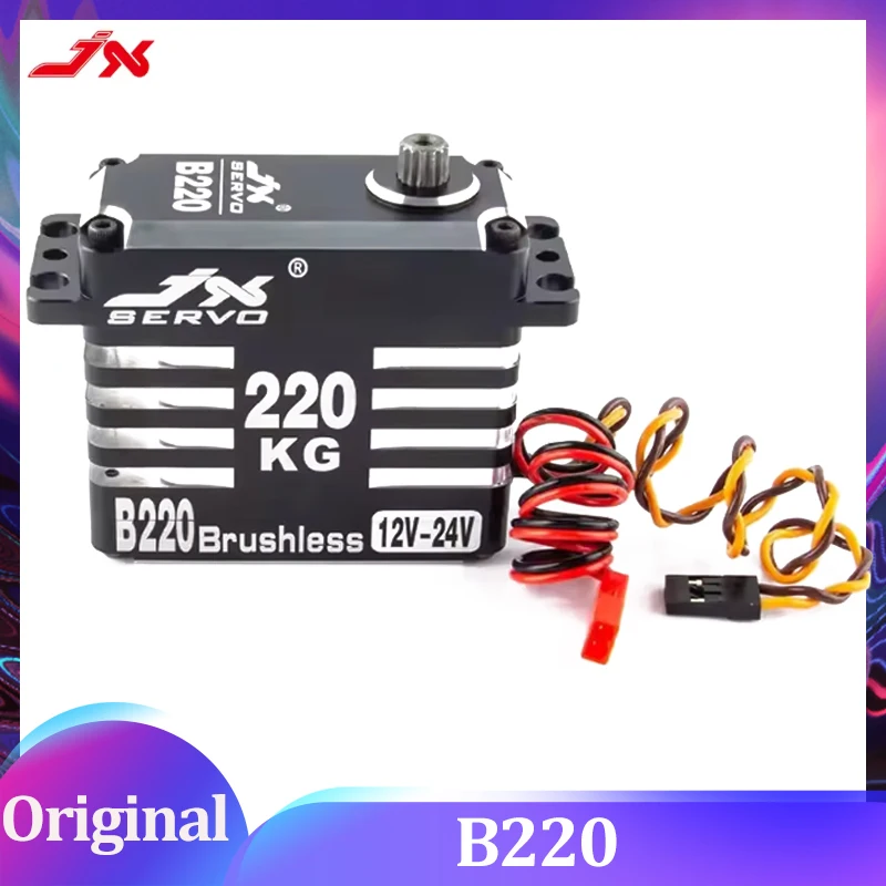 JX B220 Servo 215KG High Torque Brushless Digital CNC Metal Gear 180 Degree 12V-24V High Voltage for RC Car Robot Industrial Arm