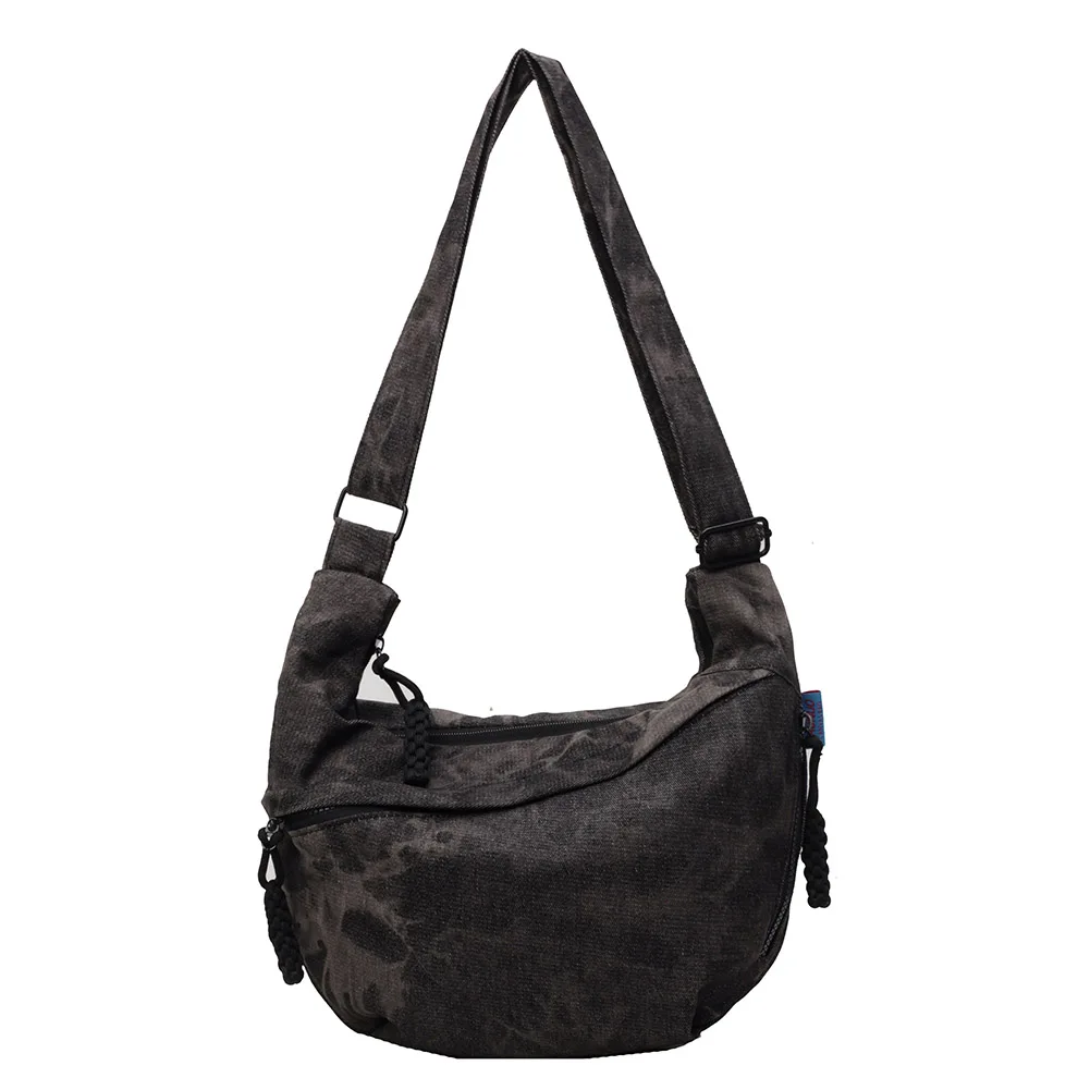 

Women Canvas Stylish Dumpling Bag Multi-pockets Crescent Crossbody Bag Adjustable Strap Daily Messenger Bag Simple Satchel Bag