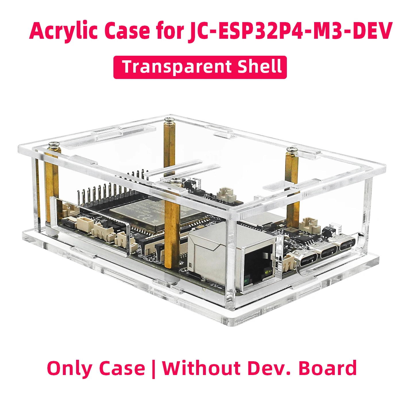Acrylic Case for JC-ESP32P4-M3-DEV ESP32P4 Development Board Transparent Shell Enclosure (RemoveProtection Film)
