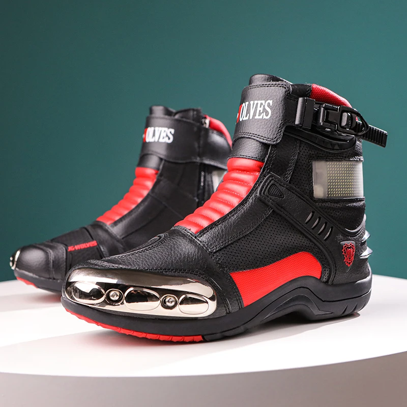 New Motorcycle Boots Men Leather Motos Breathable Anti Slip Wear-resistant Riders Boots Motorbike Racing Ankle Length Shoes
