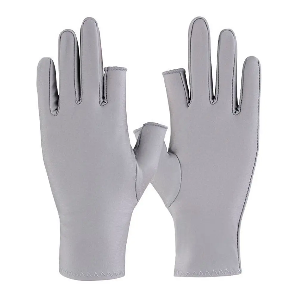 Simple Short Outdoor Fashion Driving Cycling Ice Silk Gloves Women Gloves Fingerless Man Mittens