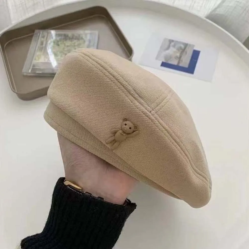 Soft Vintage Beret Hat Heart Decor Classic Color Newsboy Octagonal Hat Exquisite Lightweight Retro Painter Bonnet