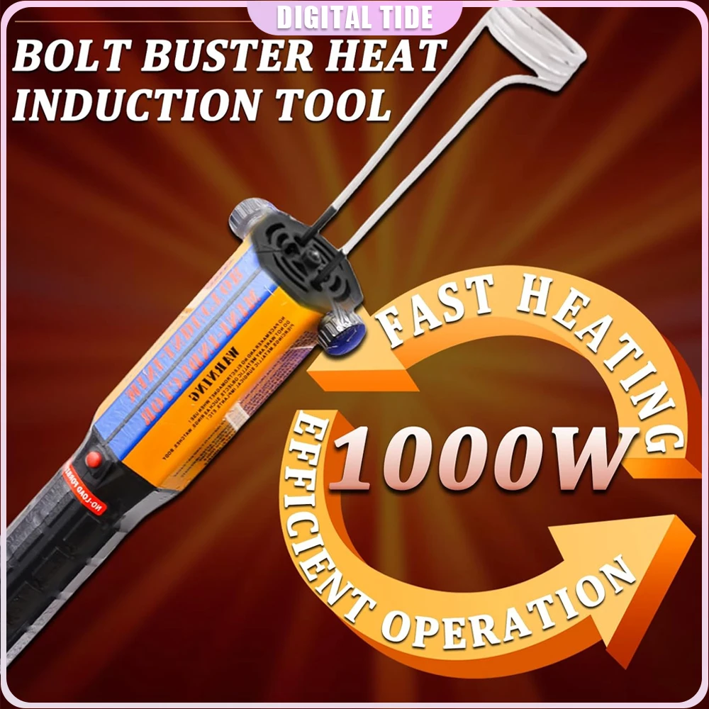 1000W220VMagnetic Induction Heater Kit 8 Coil Flameless Bolt Remover for Rusty Screws Handheld Rotated Handle Home & Auto Repair