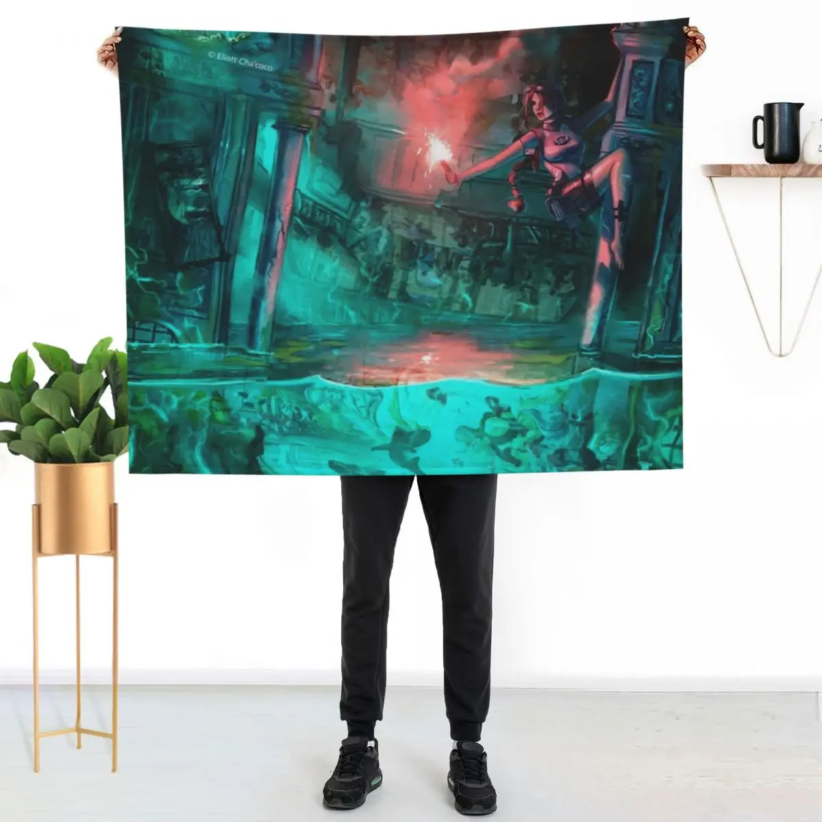 Wreck of the Maria Doria - Tomb Raider 2 - Lara Croft Art by Eliott Cha'coco Manta decorativa acogedora y cálida para decoración de dormitorio
