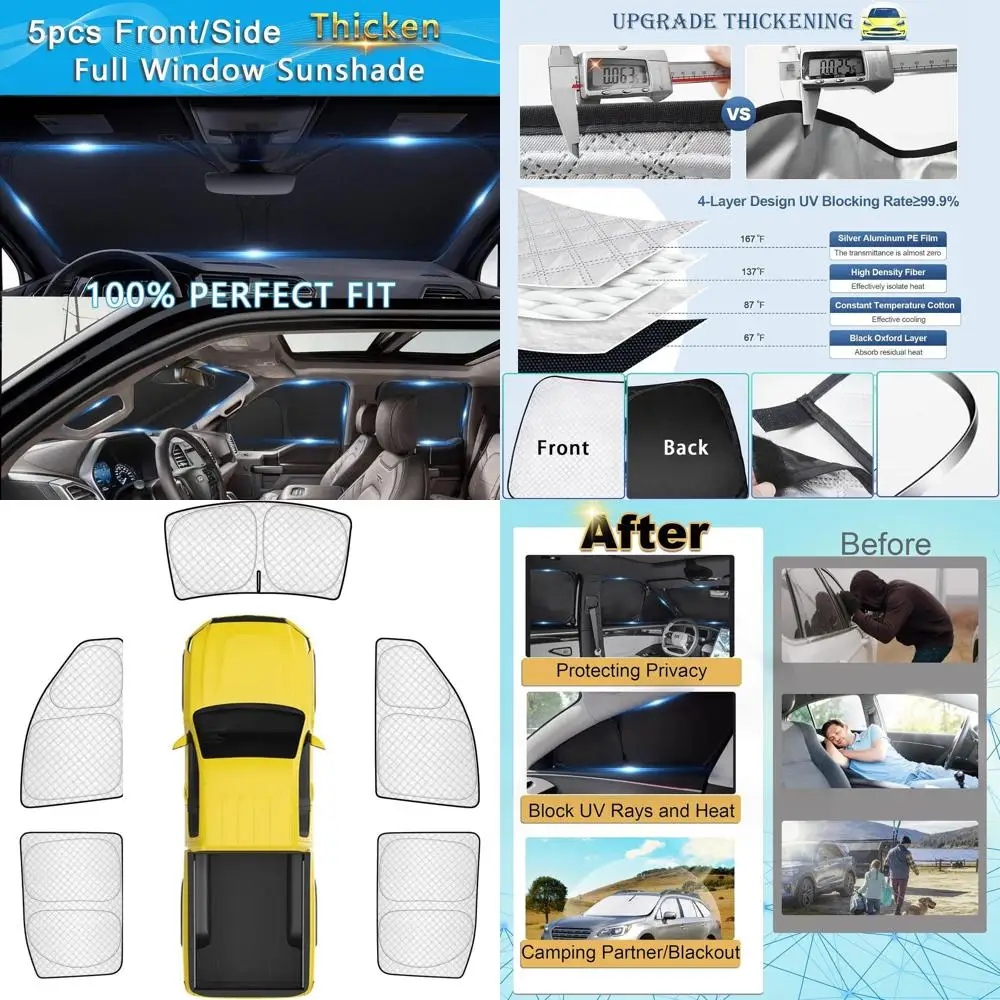 

Солнцезащитный козырек на все окна для GMC Sierra 2019-2025, защитные чехлы на окна автомобиля, УФ-блокировка и затемнение для кемпинга