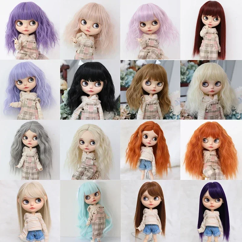 Wig boneka BJD cocok untuk QBABY AMYDOLL Blythe ukuran Aksesori boneka rambut lurus suhu rambut sutra gulungan mie instan