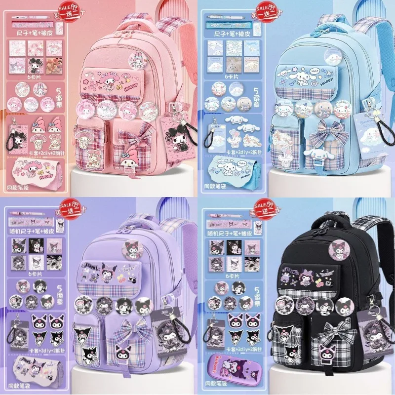 

Miniso Sanrio Kuromi My Melod Cinnamon Backpack Large Capacity Kawaii Kids Schoolbag Anime Cartnoon Figure Periphery Bag Gift