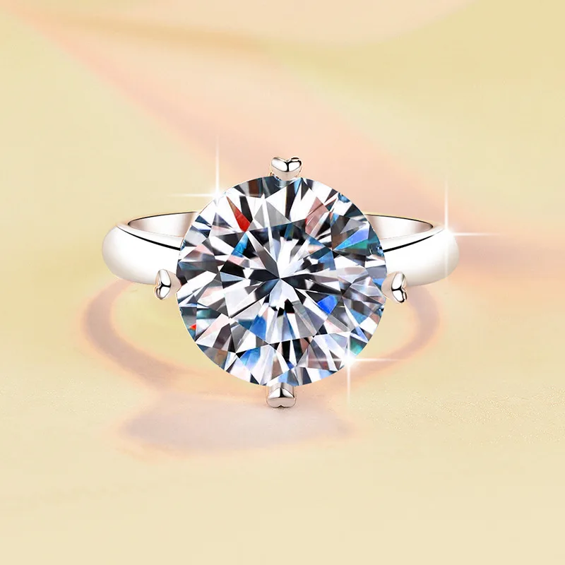 5ct Women's Rose Bud Heart Four Prong Ring with Moissanite PT950 Platinum Comfortable Fit Skin Friendly Soft Touch Band