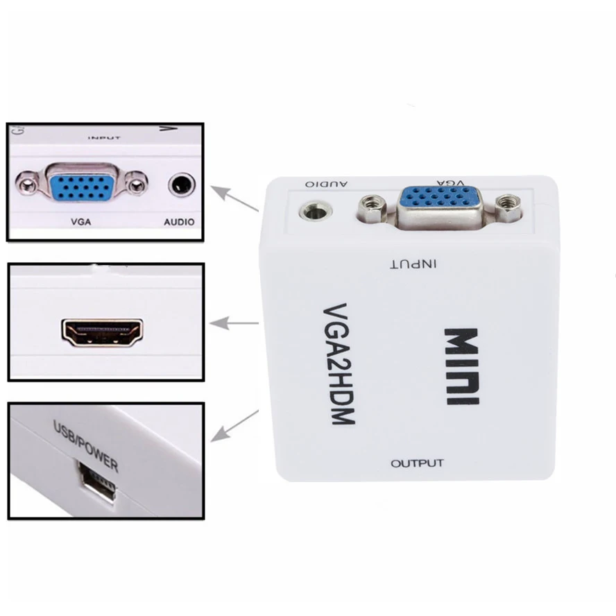 HDMI zu VGA Konverter mit Audio VGA zu HDMI Konverter HDMI Adapter für Notebook Xbox360 DVD PS3 PC HD 1080P TV Box Projektor – Detail 11