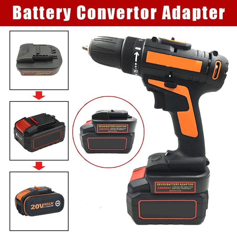 Battery Adapter Converter for Devon 20V Li-ion Battery Convert To for Worx Orange 4Pin WA3530 WA3553 Electric Power Tools Use