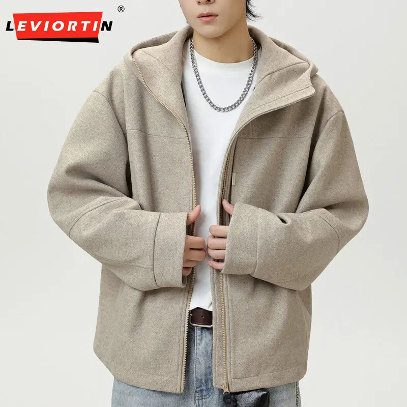 

Autumn and winter trendy brand silhouette segmentation structure texture woolen thick warm cardigan hooded sweatshirt jacket