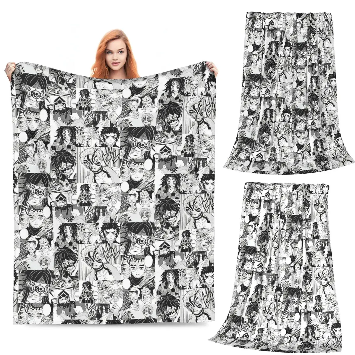

Demon Slayer Demons Version Blankets Flannel Sofa Throw Blanket Multi-function for Home Bedroom Travel Throws Bedspread Quilt