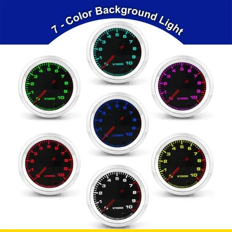 SZCH 0-10000RPM Car Tachometer Gauge Car Meter With LED Backlight For 4/6/8 Cylinders Gas Car