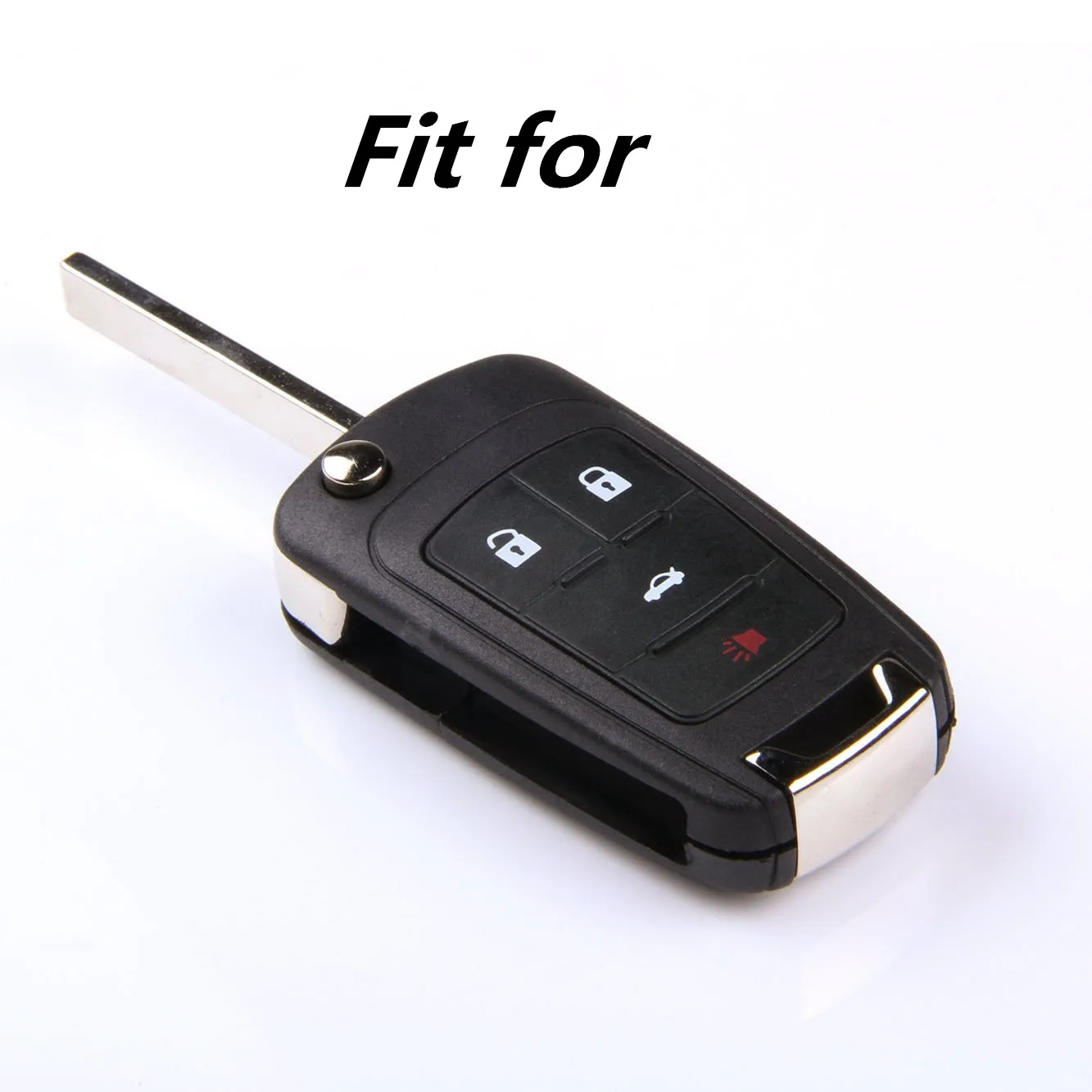 WFMJ 4 Buttons Leather Flip Smart Key Case Fob Cover for Chevrolet Chevy GMC Buick Encore Terrain Malibu Camaro Equinox