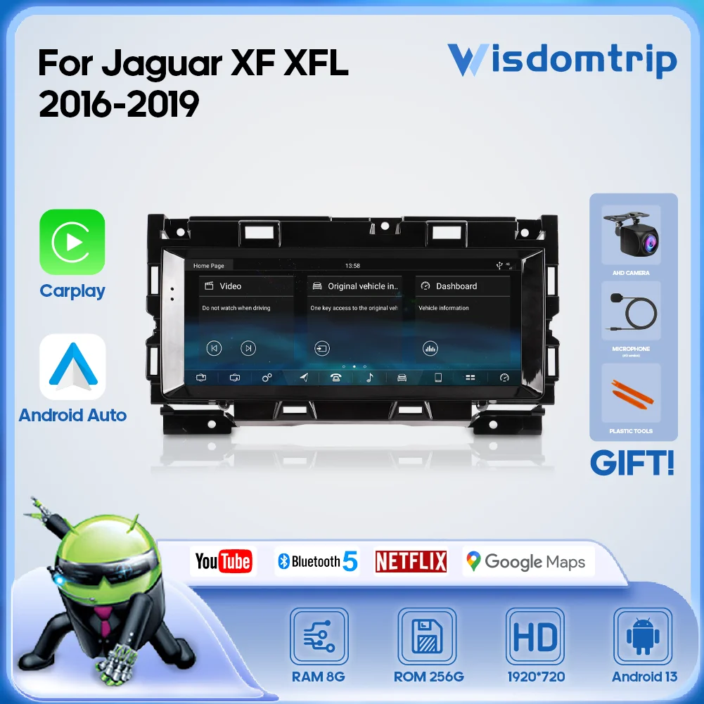 For Jaguar XF XFL 2016-2019 Smart Multimedia Video Player Radio GPS 4G WiFi Navigation Carplay+Android AUTO 360 camera Android13