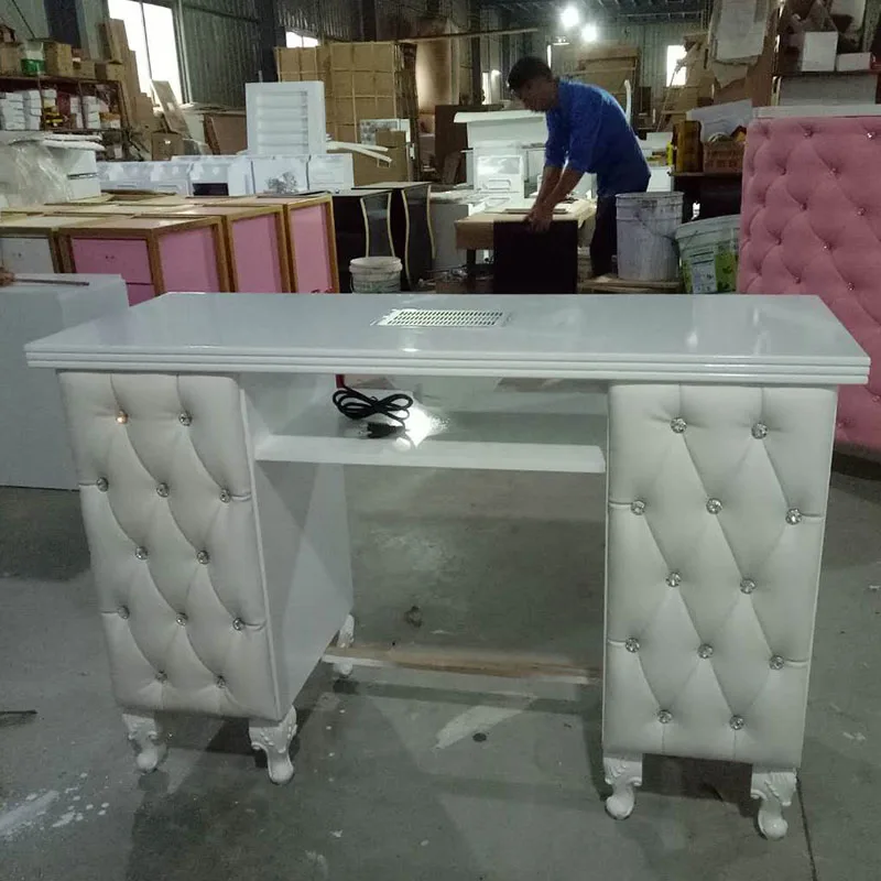 Hot Selling Professional Modern Single Double White Wood Manicure Table Nail Table For Salon