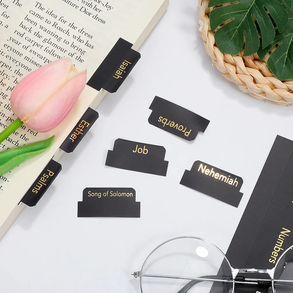 

10Pcs Bible Index Tabs Peel Stick Waterproof Gold Foil Writable Removable Laminated Bible Journaling Tabs Book Accessories