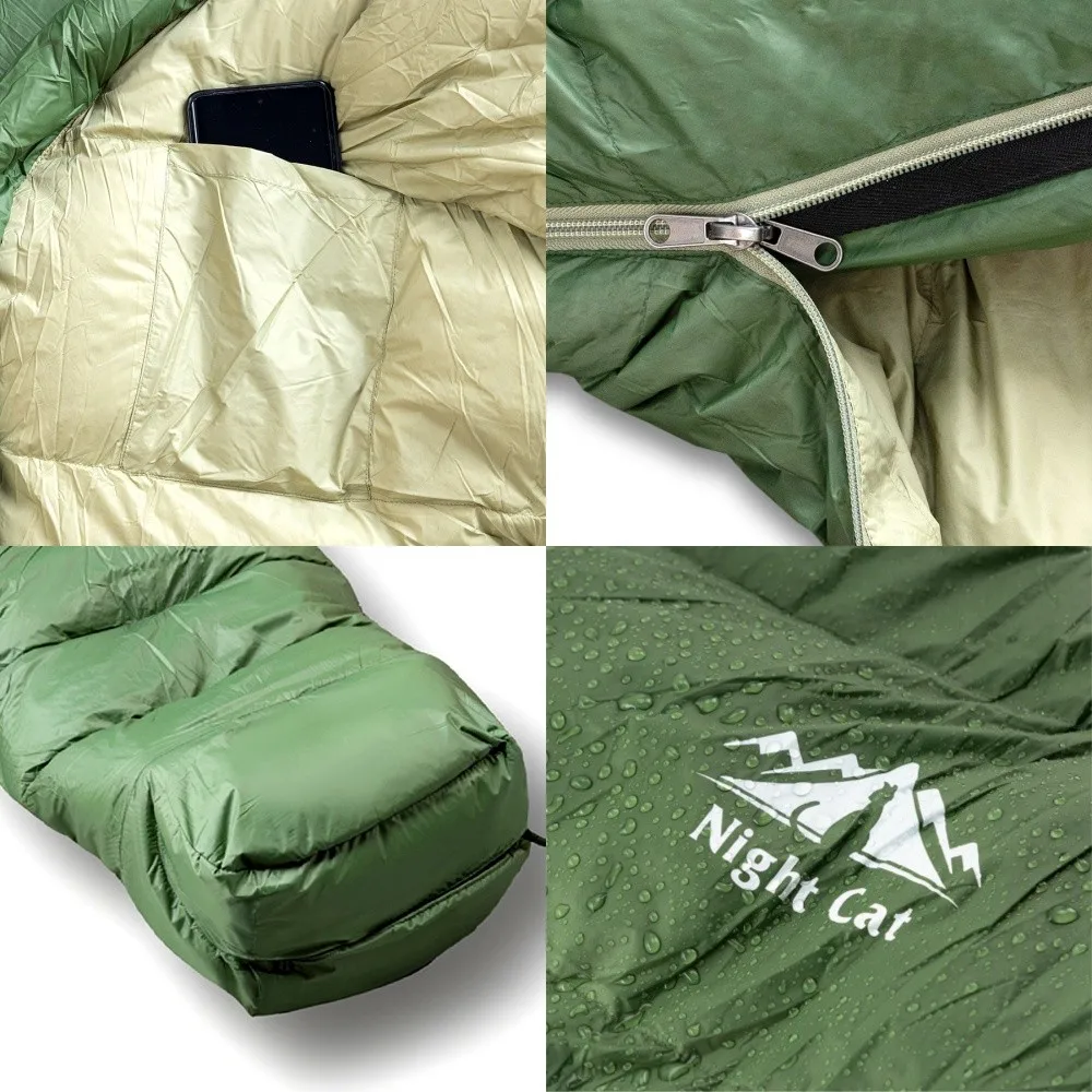 Night Cat Down Sleeping Bag: 600 Fill Power Duck Down 32-59 ℉ Backpacking Mummy Sleeping Bags Ultralight for Adults Outdoor Camping Hiking