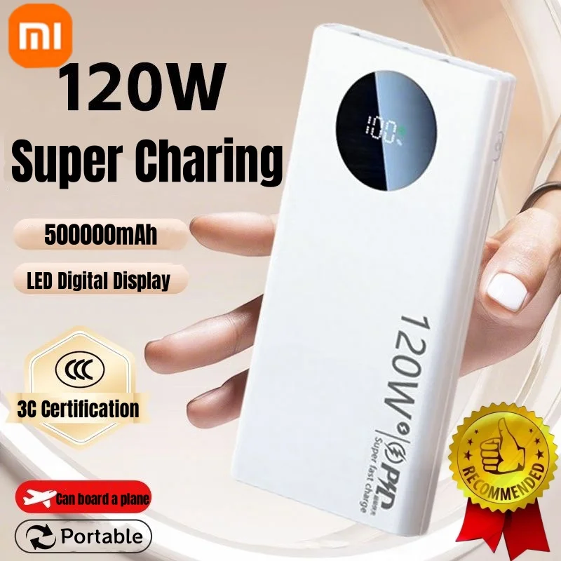 Xiaomi 120 Вт 500000 мАч Power Bank высокой емкости с быстрой зарядкой Powerbank Портативное зарядное устройство для iPhone Samsung Huawei 2025 Xiaomi 120 Вт 500000 мАч Power Bank высокой емкости с быстрой зарядкой Powerbank Портативное зарядное устройство для iPhone Samsung Huawei 2025