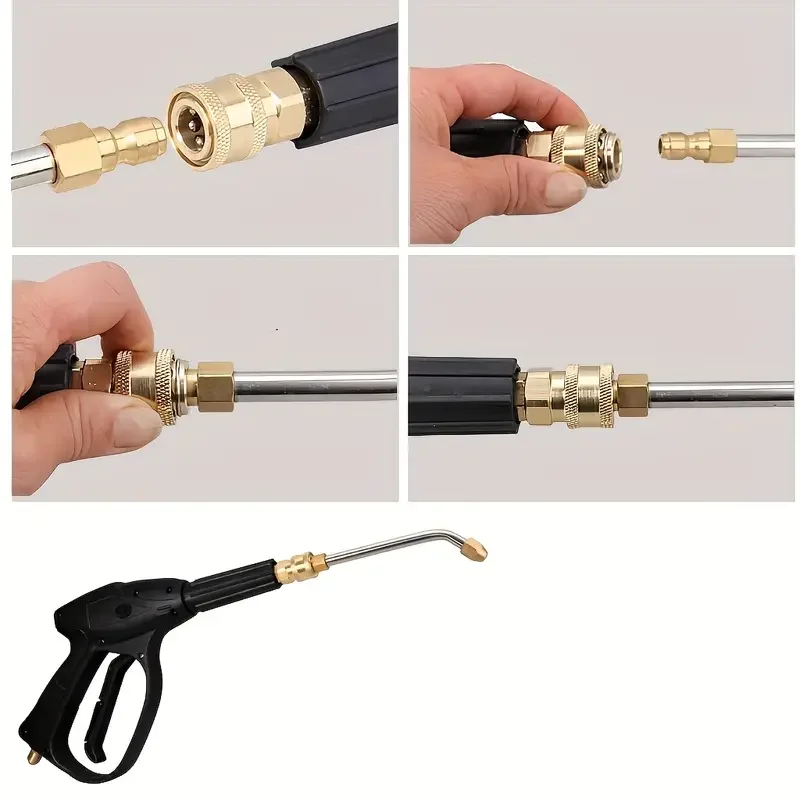 3 Stück Hochleistungs-Verlängerungsdüsen für Hochdruckreiniger - 25 ° /90 ° U-Bogen mit 1/4-Zoll Schnellanschluss für Auto- und Außenreinigung – Detail 5