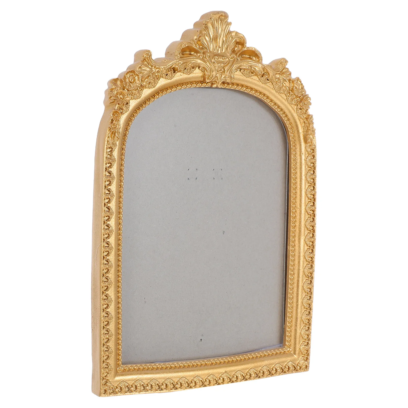 European Style Resin Photo Frame French Retro Vintage Embossed Ornament Gold Tone Pressed Flower Artwork Display Desk Wall