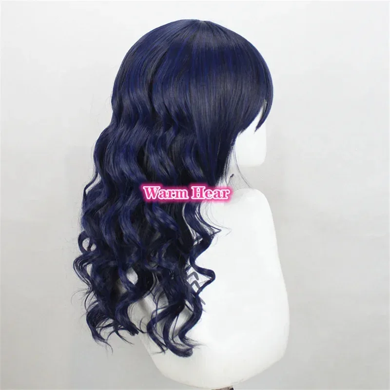Game Yandere Simulator Oka Ruto 40cm Long Blue Black Curly Wavy Cosplay + a wig capr,7;k'2.s;9,