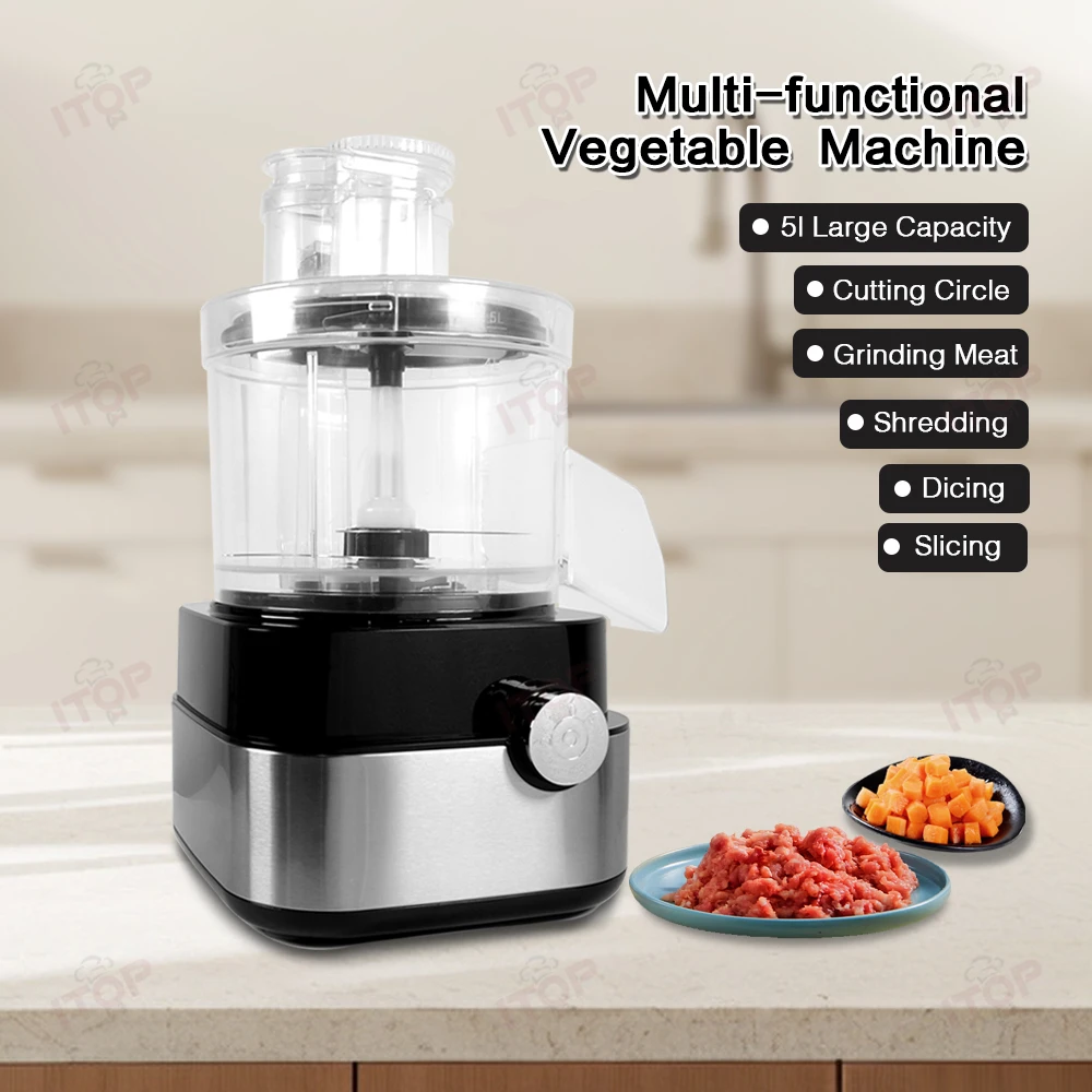 

ITOP VEC4 Multi-function Food Processor Dicing/ Slicing/ Shredding/ Grinding Meat Equipped with All Functional Accessories