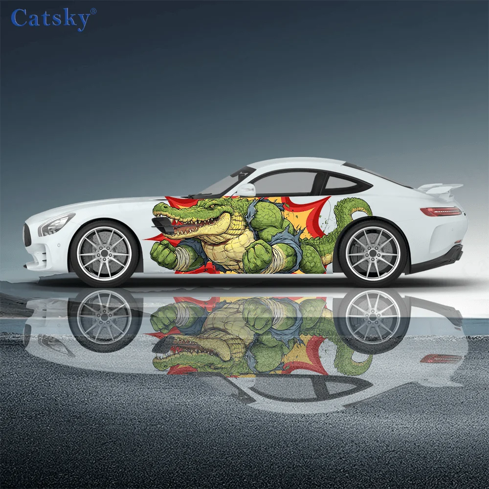 

Наклейки с рисунком крокодила из мультфильма/декоративные наклейки из ПВХ для кузова автомобиля/двери — универсальные, подходят для всех автомобилей, виниловые обертки для автомобилей