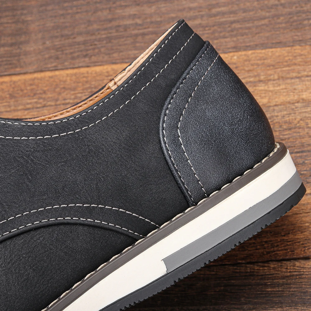 Men's Casual Shoes Plain Toe Shoes For Man Daily Wear Mens Shoes Stitched Quarter Panels Contrast Edge Stitching