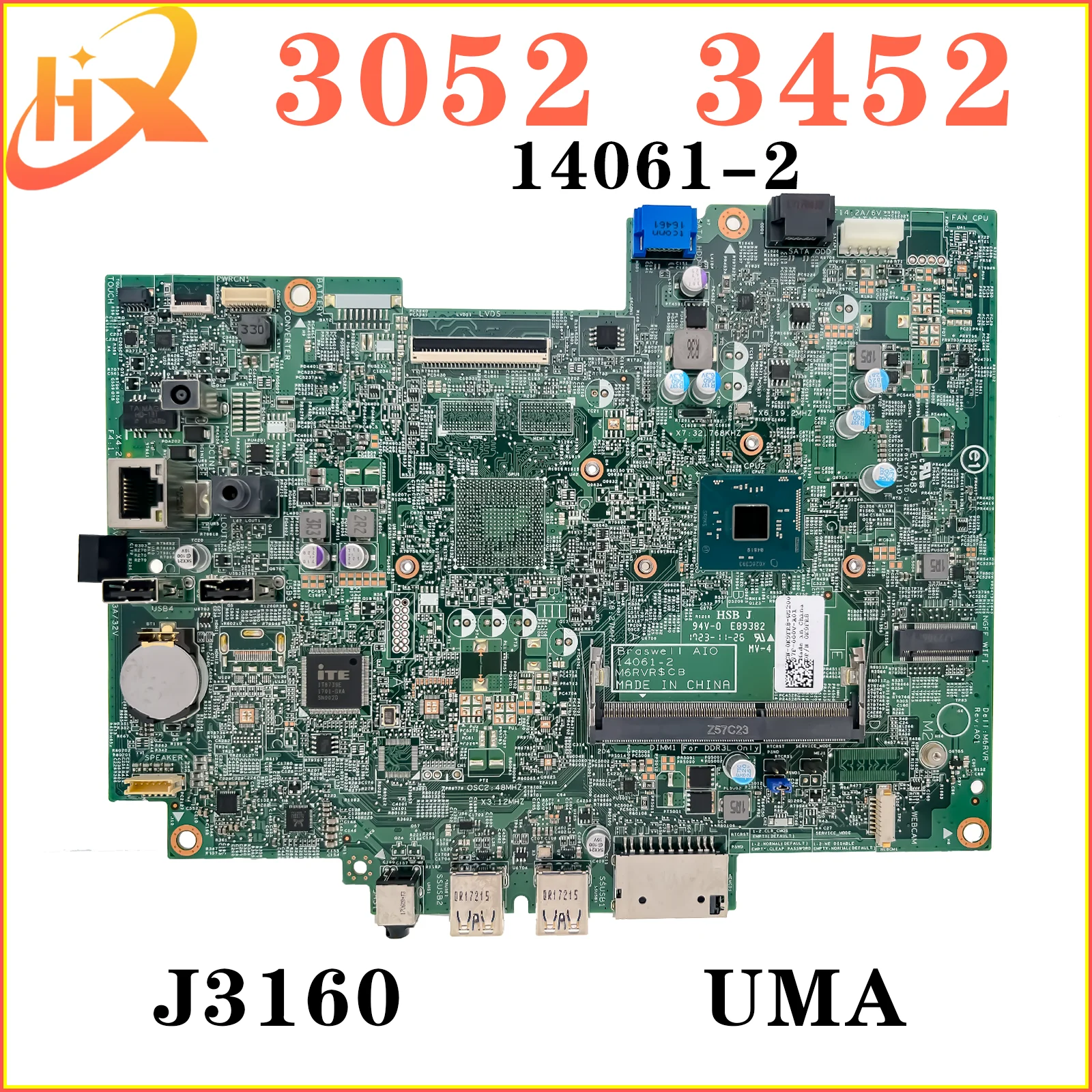 

Материнская плата 14061-2 для ноутбука Dell 3052 3452, процессор J3160 UMA DDR3L