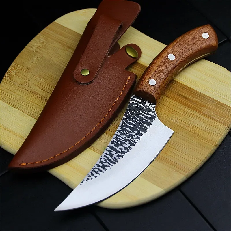 Sharp tang kitchen knife hand-forged high carbon composite steel kitchen knife meat cleaver meat cleaver Boning knife+Knife oil