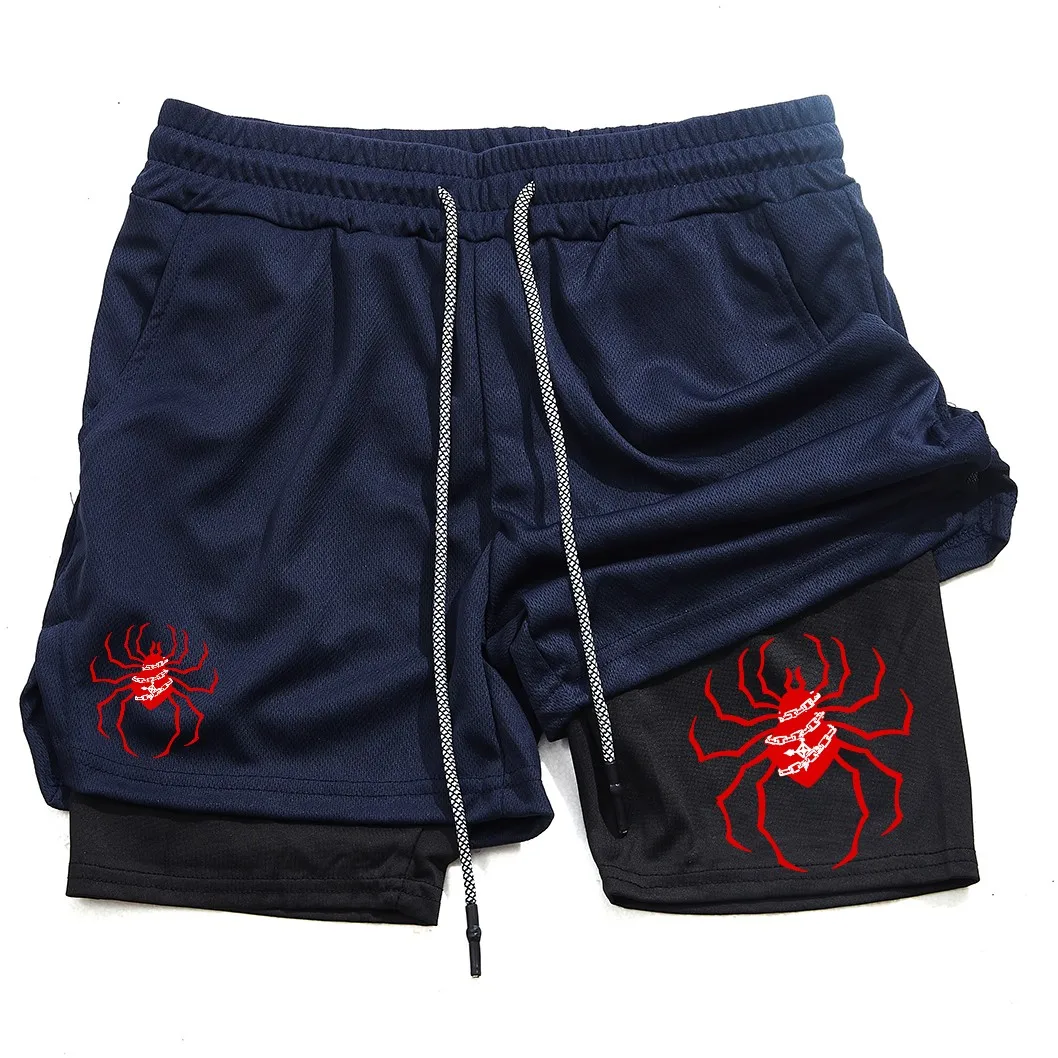 Anime Hunter X Hunter Performance Shorts for Men Breathable Spider Gym Shorts Summer Sports Fitness Workout Jogging Short Pants