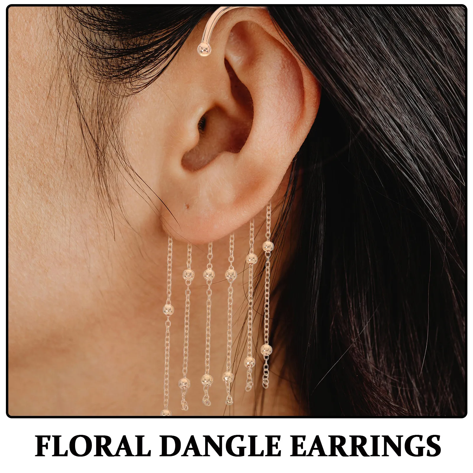 6Pcs Boho Tassel Earrings Set Women Clip on Dangle Drop Fringe Ear Cuff Wraps Cartilage Crawler Fairy Elf Ethnic Style Floral