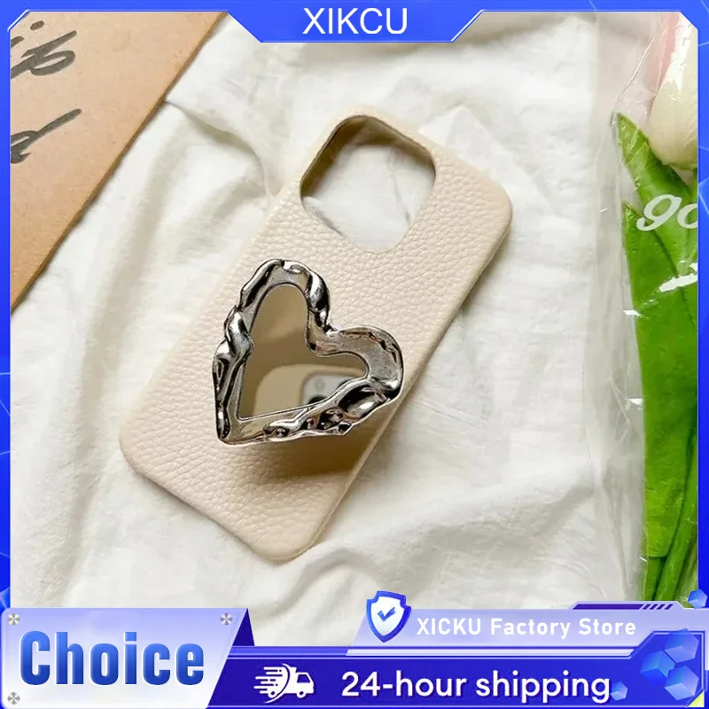 Mobile Phone Holder Stand INS Korea Silver Heart Grip Tok Mirror Luxurious Finger Holder Griptok Mobile Stand For iPhone Samsung