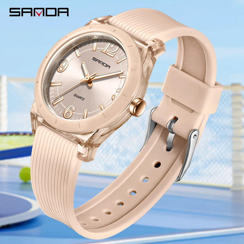 2025 Fashion SANDA 6277 Student Quartz Watch Silicone Strap Multi functional Sports Waterproof Student Quartz Watch