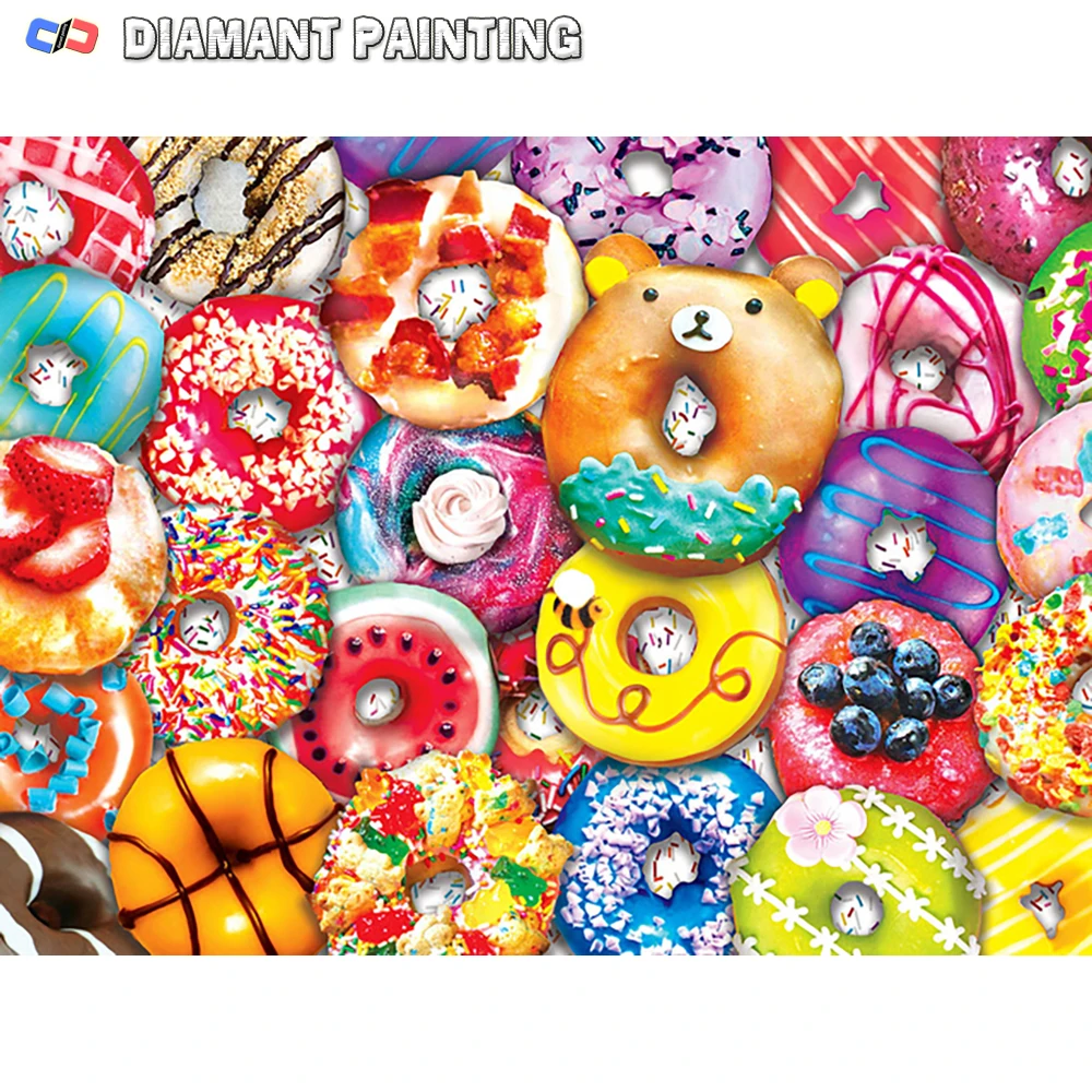 5D Diamond Embroidery Dessert Donut Full Square Round Mosaic Cake Scenery Diamond Painting Candy New Arrival Home Decor Art