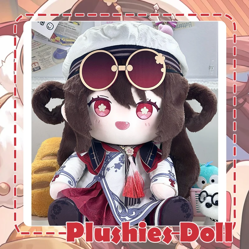 

40cm Game Genshin Impact Hu Tao Plush Doll Plushies w/Clothes Hat Accessories Anime Stuffed Sitting Cotton Toy Posture Figure