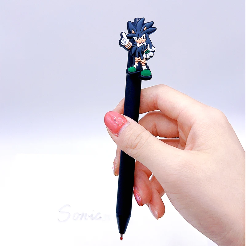 Sonic The Hedgehog 1/5Pcs Cartoon Black Pen Press Pen Holder Cute Children Stationery Kids Birthday Party Boy Girl Gift