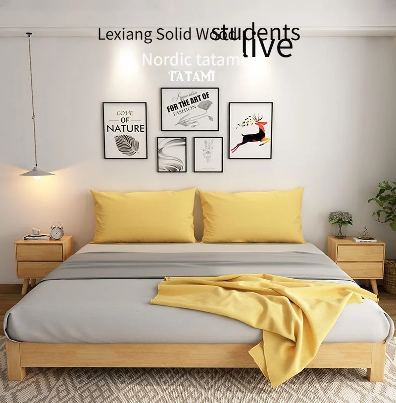 Modern Nordic Style Home Furniture Bedroom Set Queen & King Size Solid Wood Bed Frame Multifunctional Storage Tatami Wooden Beds - view 5