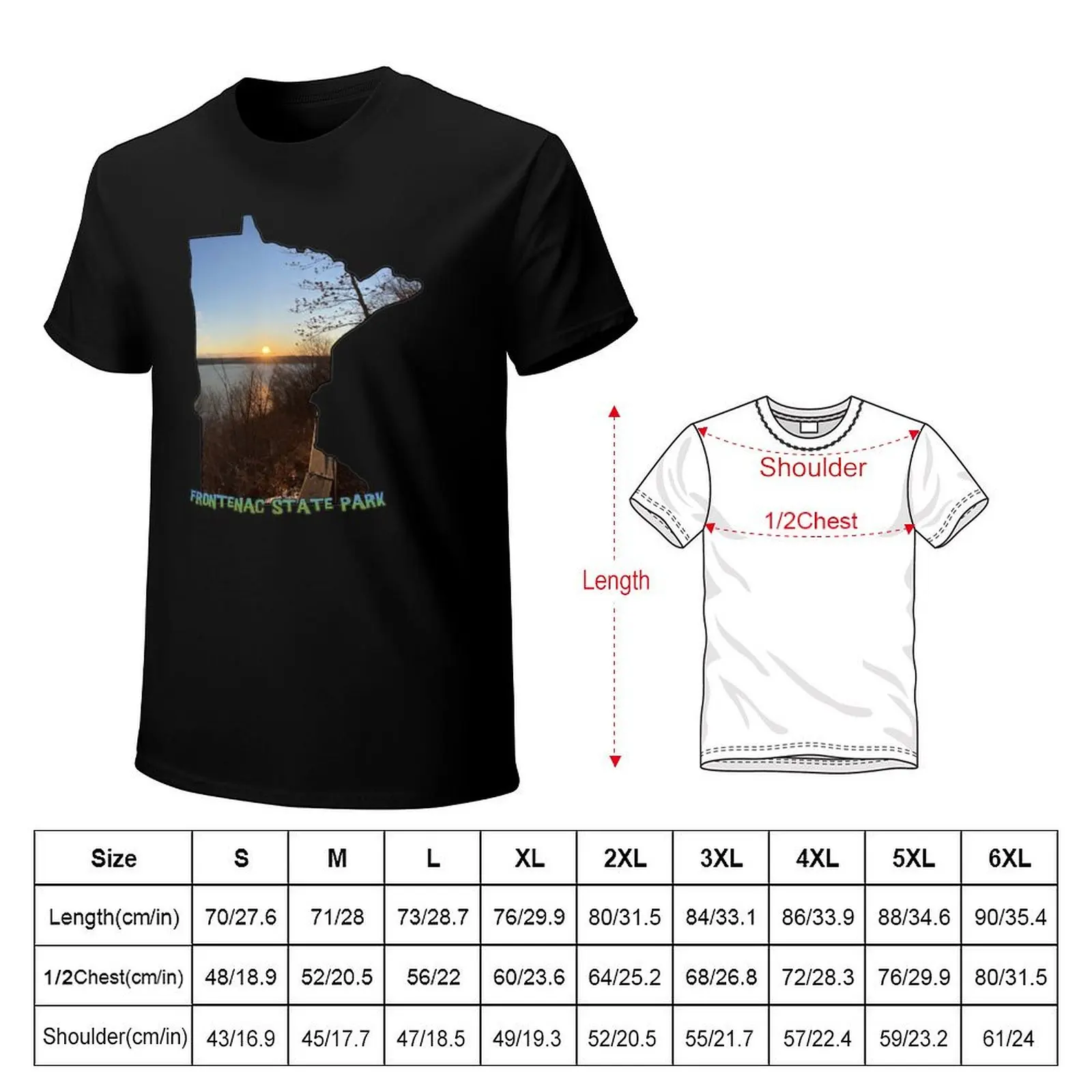 Minnesota State Outline (Frontenac State Park) T-Shirt Casual Work Wear T-Shirt