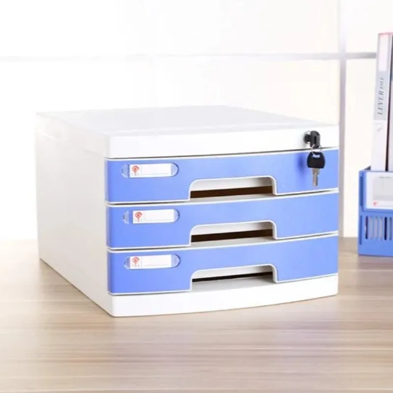 

Lockable A4 Plastic File Organizer - Desktop Storage Box with Drawers for Office Documents, Folders, Stationery