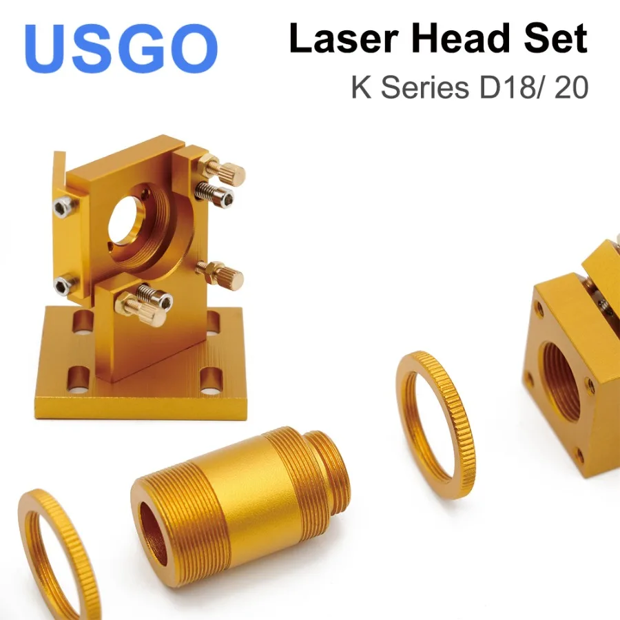 

USGO CO2 Laser Head Set K Series Gold Color D12 18 20 FL50.8mm Lens for 2030 4060 K40 Laser Engraving Cutting Machine