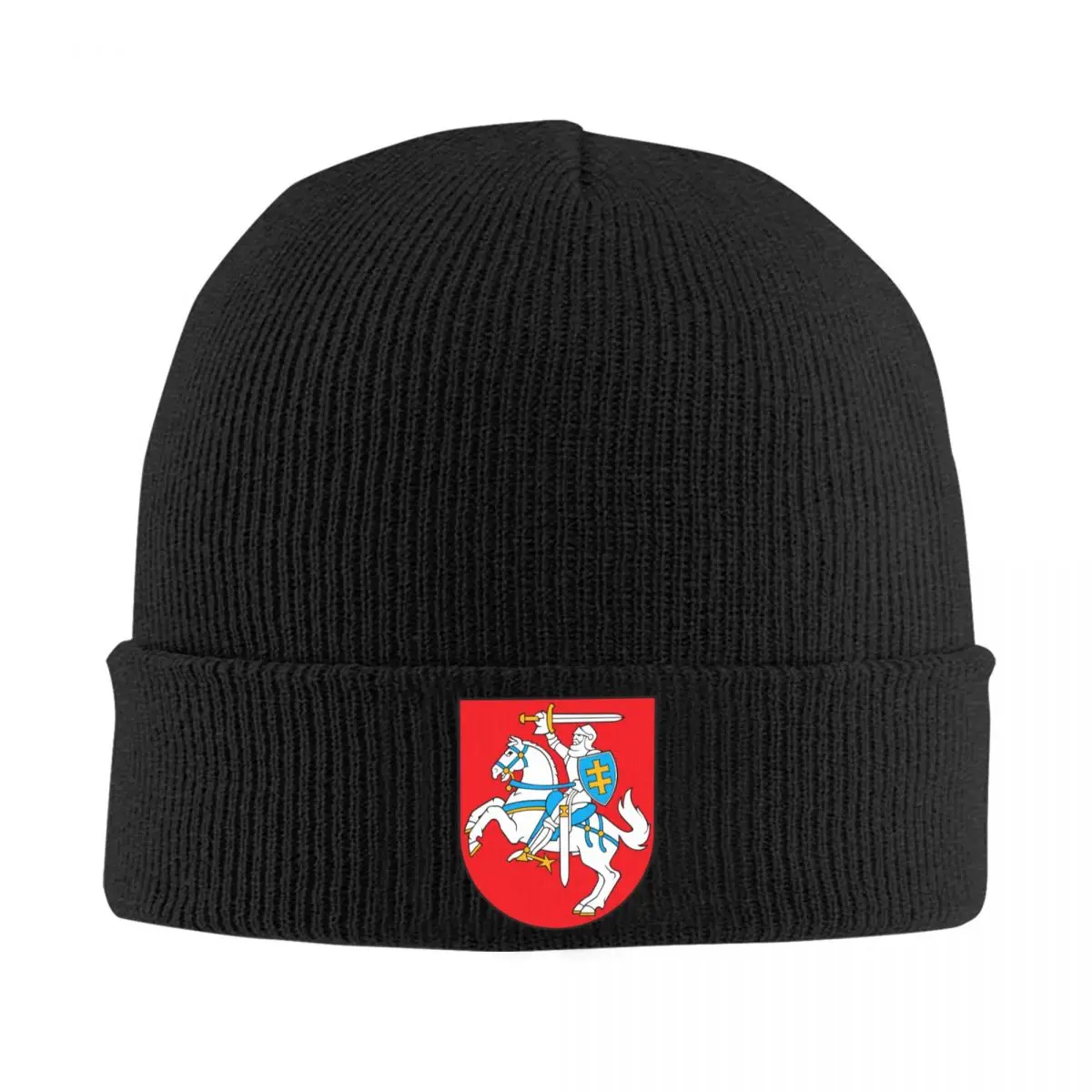 Custom Lietuva Lithuania Coat Of Arms Skullies Beanies Caps Men Women Unisex Hip Hop Winter Warm Knitting Hat Adult Bonnet Hats