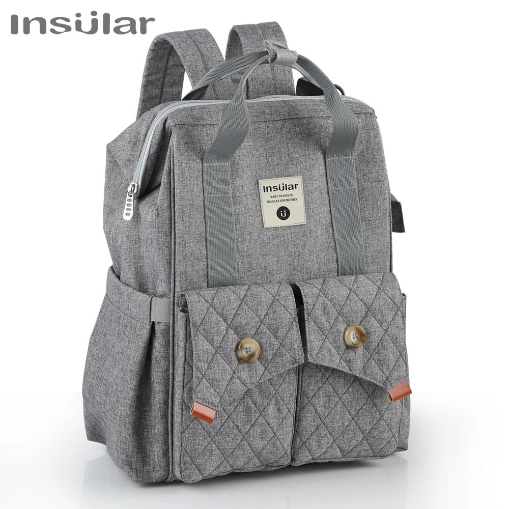 Insular Diaper Bag Backpack For Mom Large Capacity Stroller Organizer Mommy Maternity Travel Bag Fashion Nappy Changing Baby Bag